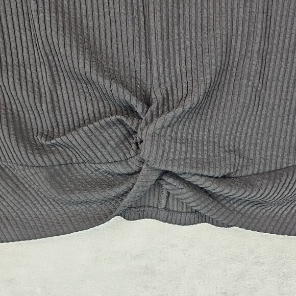 Buffalo David Bitton Twist Front Top Womens Size S Black Ribbed Knit Cap Sleeve - Picture 2 of 7